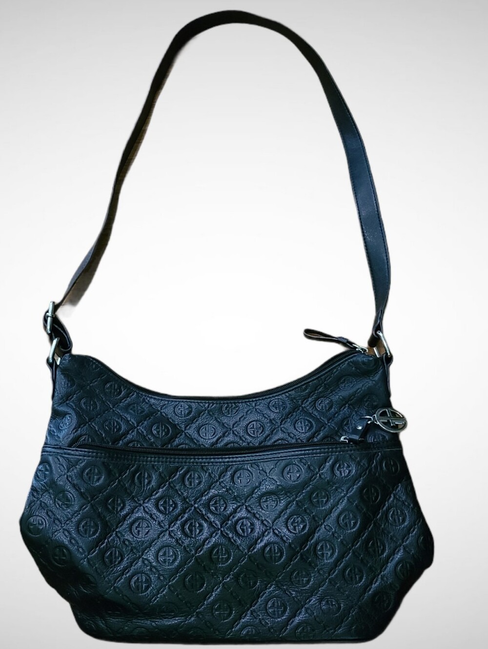 Giani Bernini Black Leather Crossbody Handbag Adjustable Strap Purse